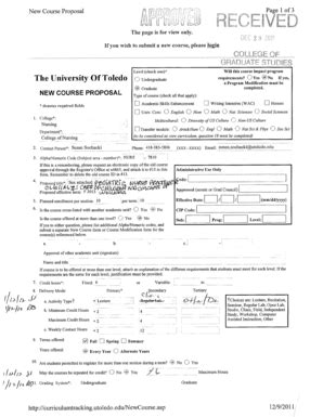 Fillable Online utoledo New Course Proposal El The page is for view ...