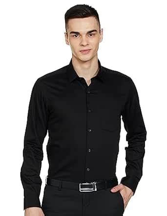 Arrow Men's Solid Full Sleeve Slim Fit Cutaway Collar Satin Formal ...