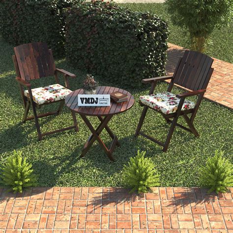 VMDJ FURNITURE Sheesham Wooden Portable Foldable 2 Seater Chair with ...