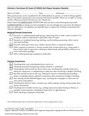 Fillable Online Childrens Yale-Brown OC Scale (CY-BOCS) Self-Report ...