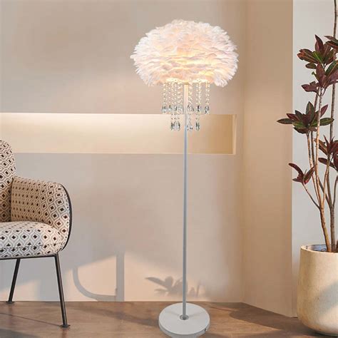 Stylish Feather Floor Lamp with Crystal Tassels | VAXLAMP