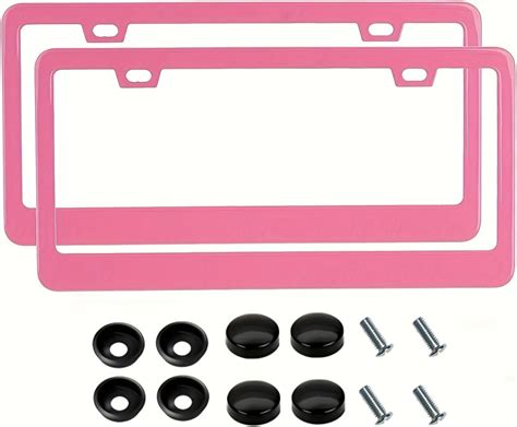 Amazon.com: Fashion Slim Pink Matte License Plate Frames,Stainless ...