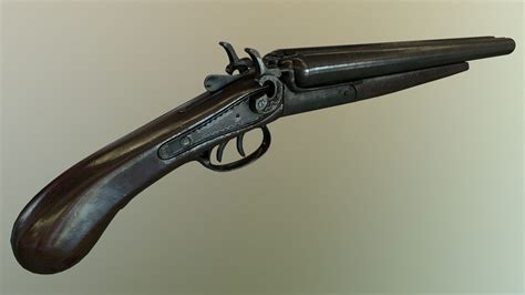 3D model Low poly Sawed- off Double barrel shotgun VR / AR / low-poly ...