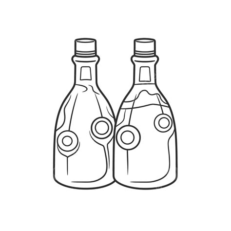 Two Bottle Icons On A White Background Outline Sketch Drawing Vector, Wing Drawing, Bottle ...
