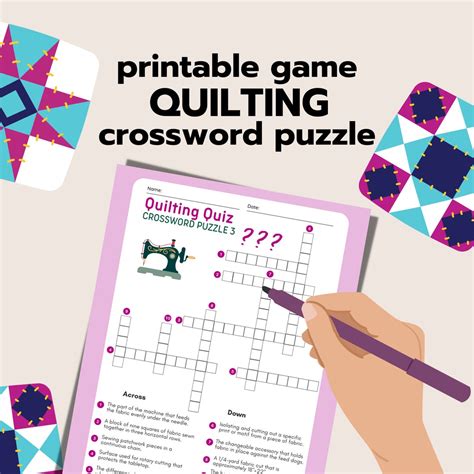 Quilting Crossword Puzzle, Easy Sewing Game, Quilting Printable, Gift ...