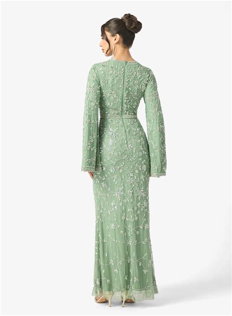MARYISA Eliza Modest Embellished Sequin Flared Sleeve Maxi Dress for ...
