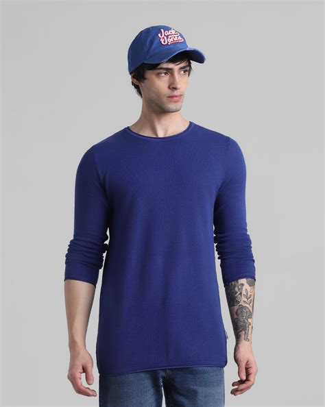 Dark Blue Knitted Cotton Pullover