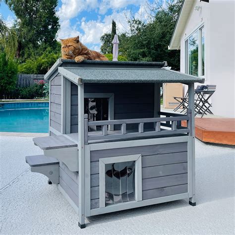 Aivituvin 2 Story Cat House Enclosure With Large Balcony Indoor ...