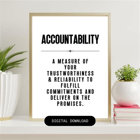 Accountability Definition Printable, Motivational Wall Art for Home and ...