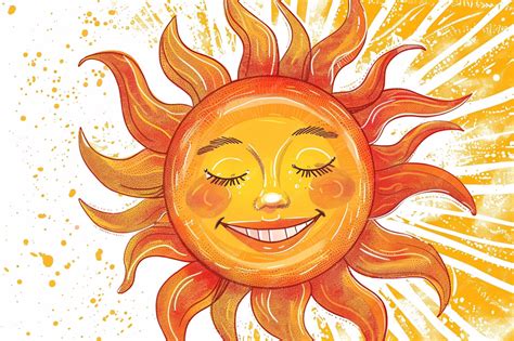 Premium Photo | A drawing of a sun with a smiling face