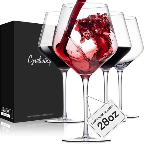 Amazon.com | Cyrelwing Large Red Wine glasses set of 4-28oz Extra Wine ...