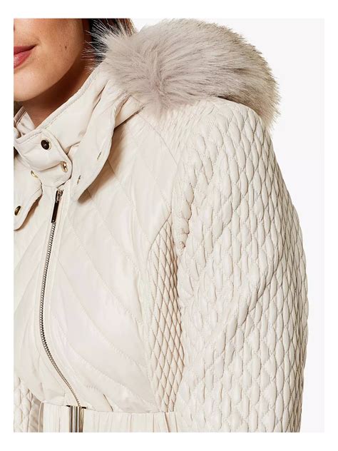 Karen Millen Quilted Coat, Winter White at John Lewis & Partners