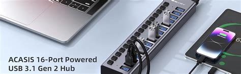 ACASIS USB 3.0 Hub Super Speed Splitter,16 Ports USB Data Hub with ...