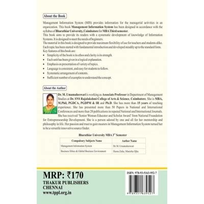Management Information System Book for MBA 3rd Semester Bharathiar ...