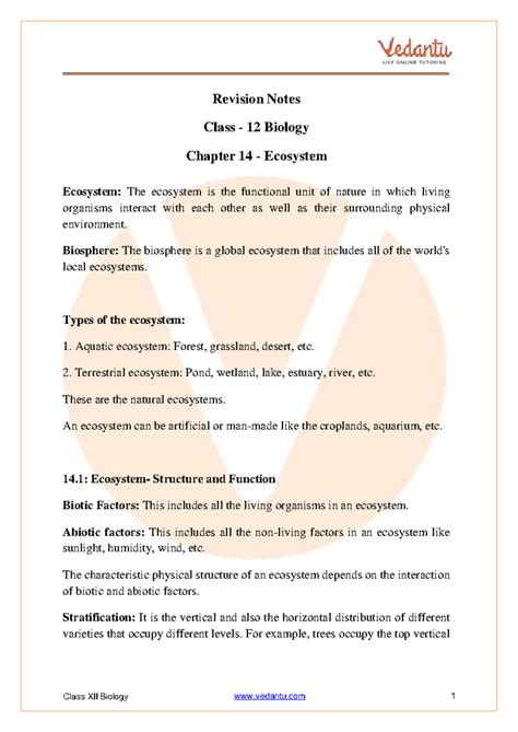 Cbse class 12 biology notes chapter 14 - Revision Notes Class - 12 ...