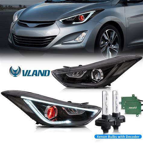 VLAND Headlights Assembly Fit for Hyundai Elantra 2012-2015 & Elantra Coupe 2013 2014 (Not for ...