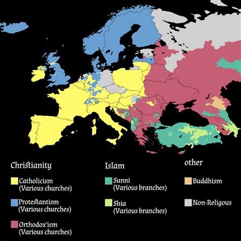 Modern Religious Map Of Europe Religion Europe Map: Over 2,149