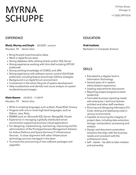 Image result for Unix Shell Scripting Model Resume