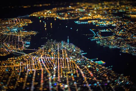 New York City, Tilt shift, USA, Night, City, Aerial view, Cityscape ...