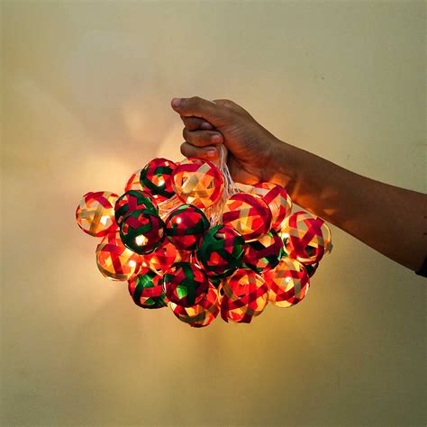 Buy Eco-Friendly Handmade Red & Green Bamboo Ball Fairy Light Online On ...