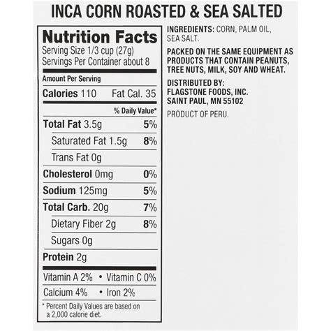 Roasted Corn Nuts Nutrition Facts | Besto Blog