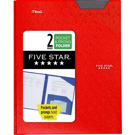 Mead Five Star 2 Pocket & Prong Plastic Folder (Red) $1.69 + Free ...