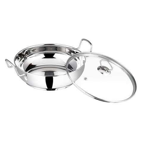 Buy Vinod Stainless Steel Kadhai with Glass Lid - 4 Litre, 26cm | Extra ...