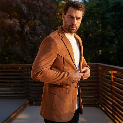 Men's Camel Double Button Western Sport Coat