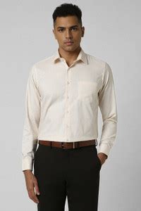 VAN HEUSEN Men Checkered Formal Beige Shirt - Buy VAN HEUSEN Men ...