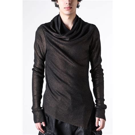 ユリウス JULIUS COATED RAYON/WOOL YARN KNIT SWEATER （DARK BROWN） -FASCINATE