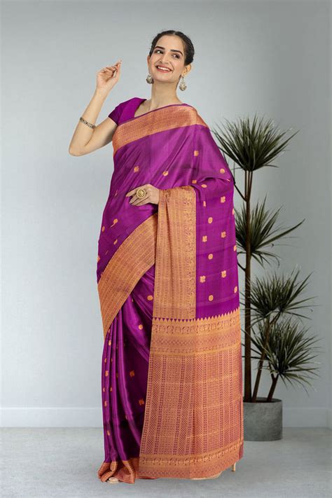 Purple Kanjivaram Pure Silk Saree 10076116 – Avishya.com