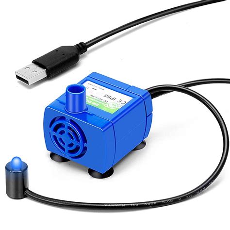 Qpets® Silent Pet Water Fountain Pump, Upgraded USB Air Pumps with LED ...