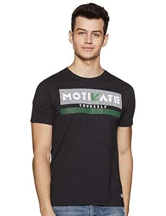 Ajile by Pantaloons Men's Printed Regular fit T-Shirt (110054300_Anthra ...
