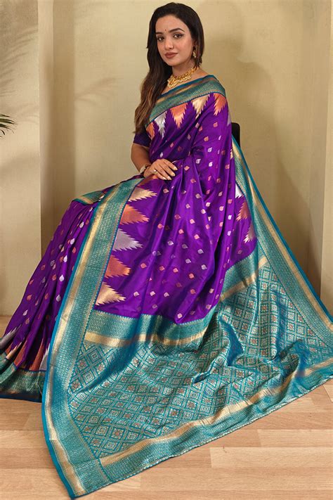 Indigo Blue Zari Woven Banarasi Silk Saree – Armima
