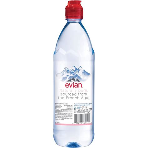 Evian 750 mL Natural Spring Water Bottles (Pack of 12) with Sports Cap ...