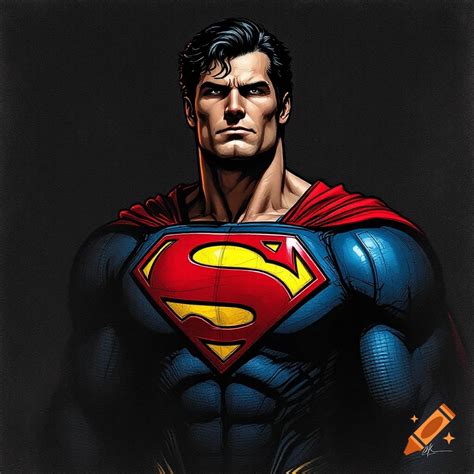 Illustration of Superman looking forward, wearing his classic red and ...