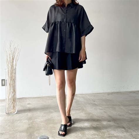 【予約】Sheer washer peplum shirts blouse | April 1st