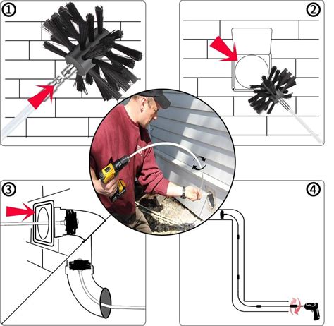 Buy Morinoli 24 Feet Dryer Vent Cleaning Kit for Drill Lint Removes ...