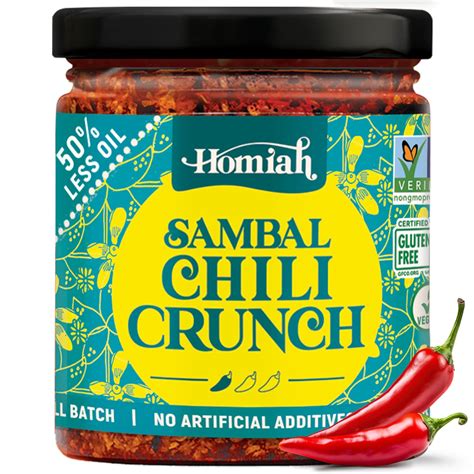 Amazon.com : Homiah Sambal Chili Crunch, 6oz - Less Oil Low Sodium ...
