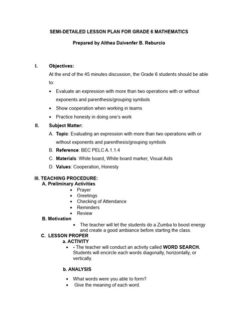 Image result for Lesson Content Examples