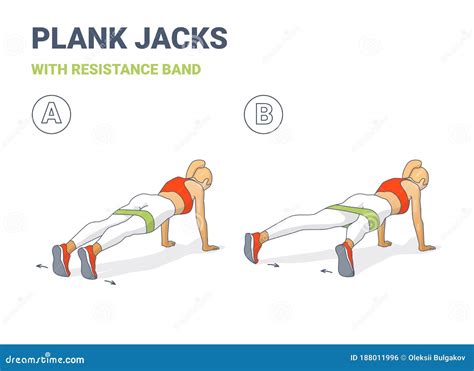 Girl Plank Jacks Weight Loss Workout Exercise Colorful Concept Stock ...
