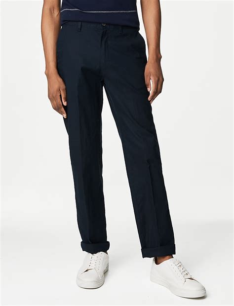 Buy Regular Fit Linen Blend Stretch Chinos at Marks & Spencer