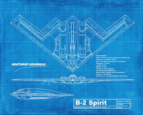 B-2 SPIRIT Stealth Bomber Blueprint - Download and Print Yourself! Printable! - Etsy
