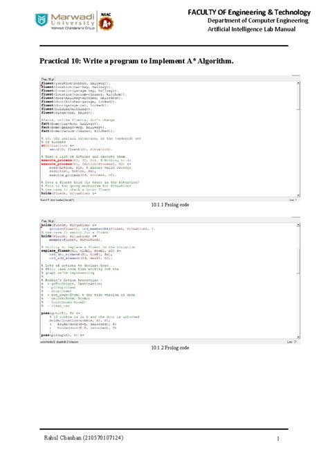 Rahul AI Prac - it is experiment 10 of AI - Department of Computer ...