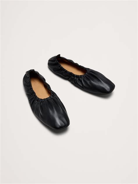Ruched Leather Ballet Flat | Banana Republic