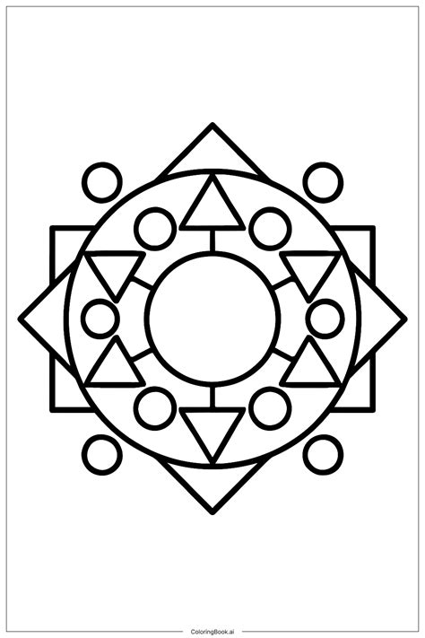 Geometric Mandala with Symmetrical Shapes Coloring Page (Free PDF&PNG ...