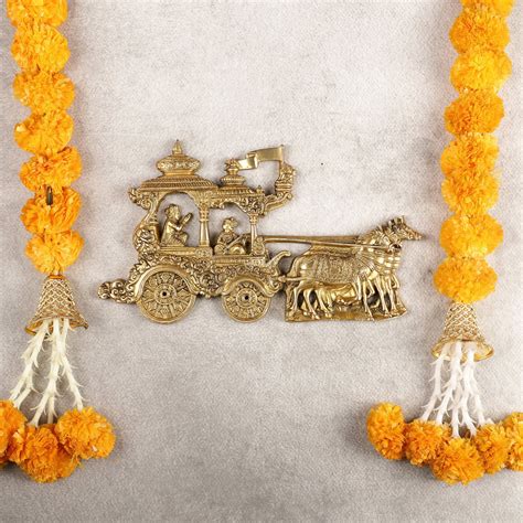 Buy Divine Pure Brass Gita Updesh Arjuna Rath with Lord Krishna Wall ...