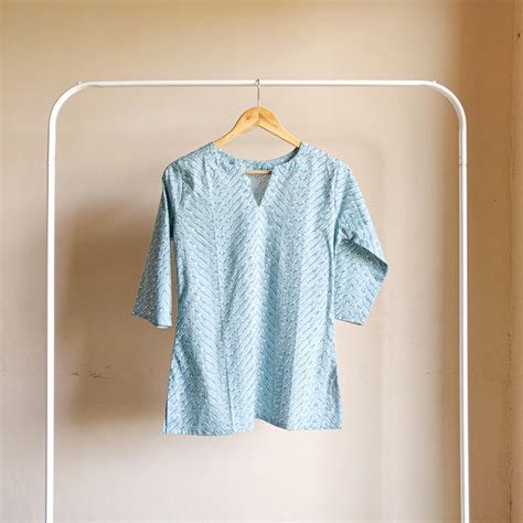 Light Blue Zig Zag Short Kurta – Tatvam - Crafted In India