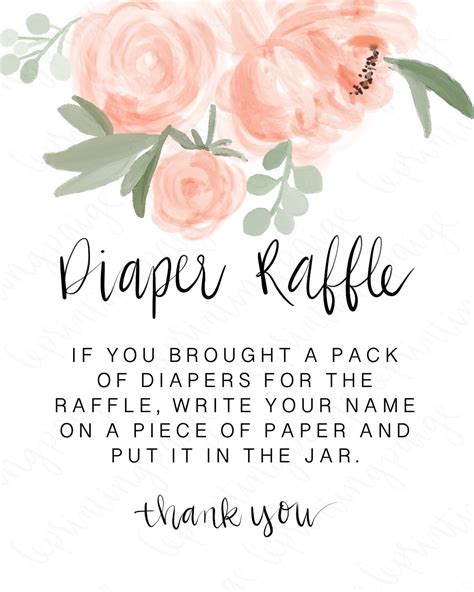 8x10” Floral Diaper Raffle Sign for Baby Shower - Etsy UK