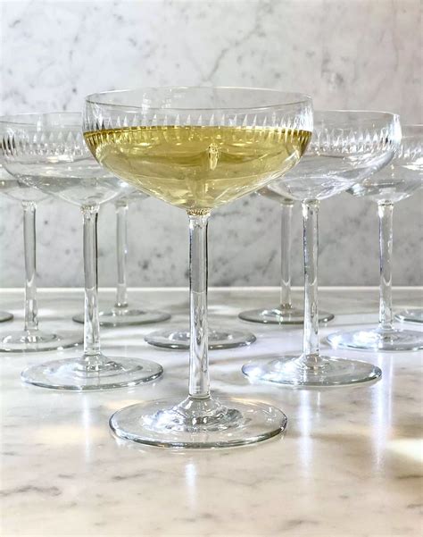 10 French vintage cut glass large champagne or cocktail coupes in ...